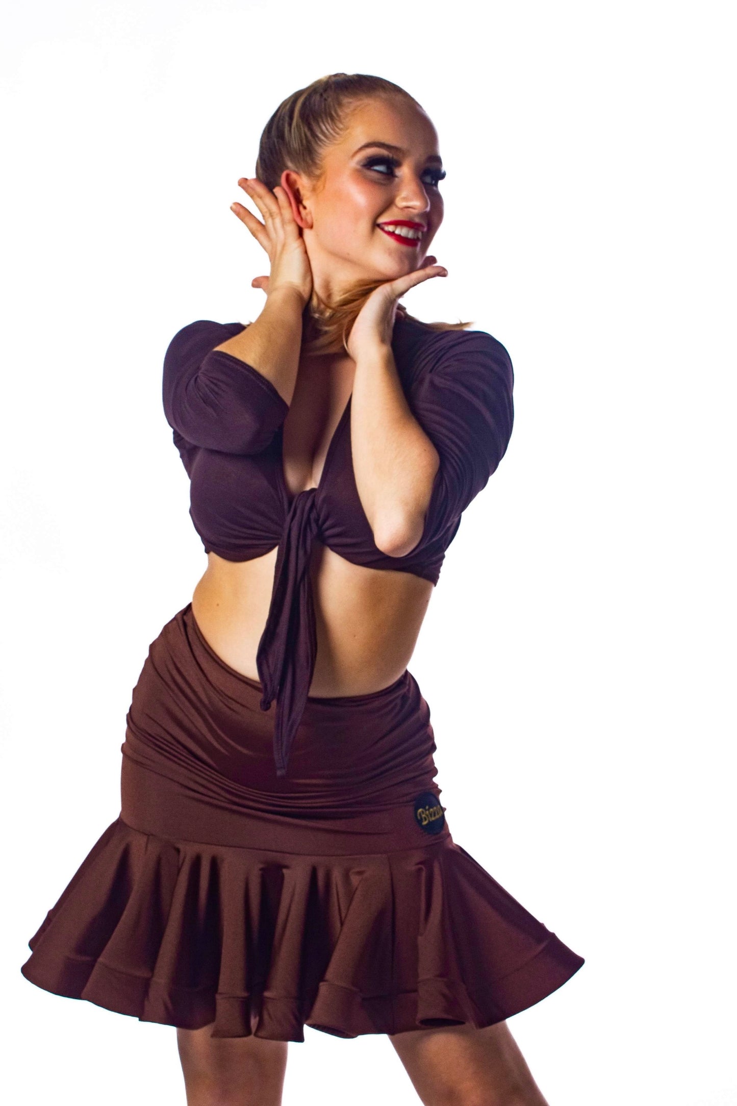 Brown drop waisted latin skirt