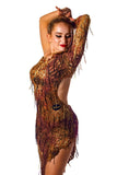 ɴᴇᴡ Brown One Sleeved Beaded Latin Dress size 8
