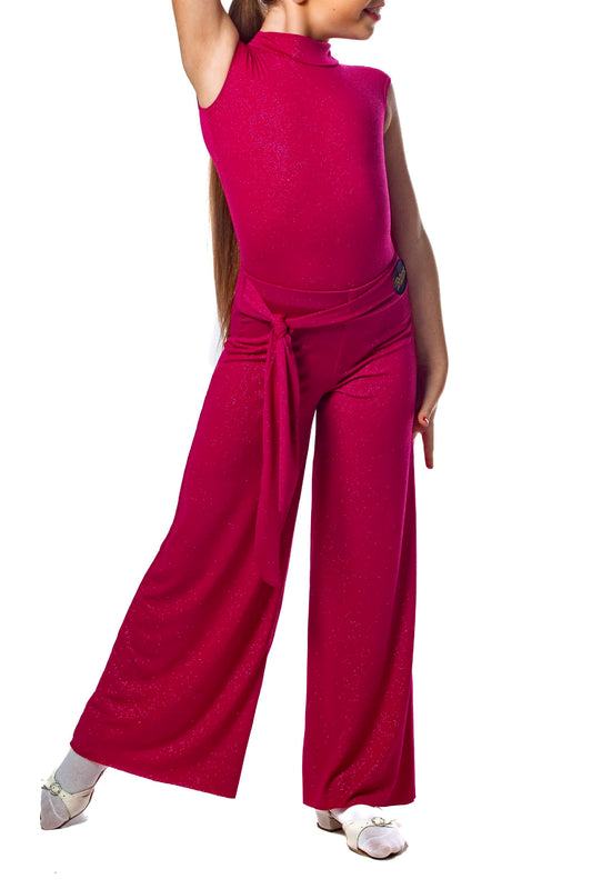 𝗡𝗘𝗪 Fuchsia sparkle ballroom trousers with integrated belt