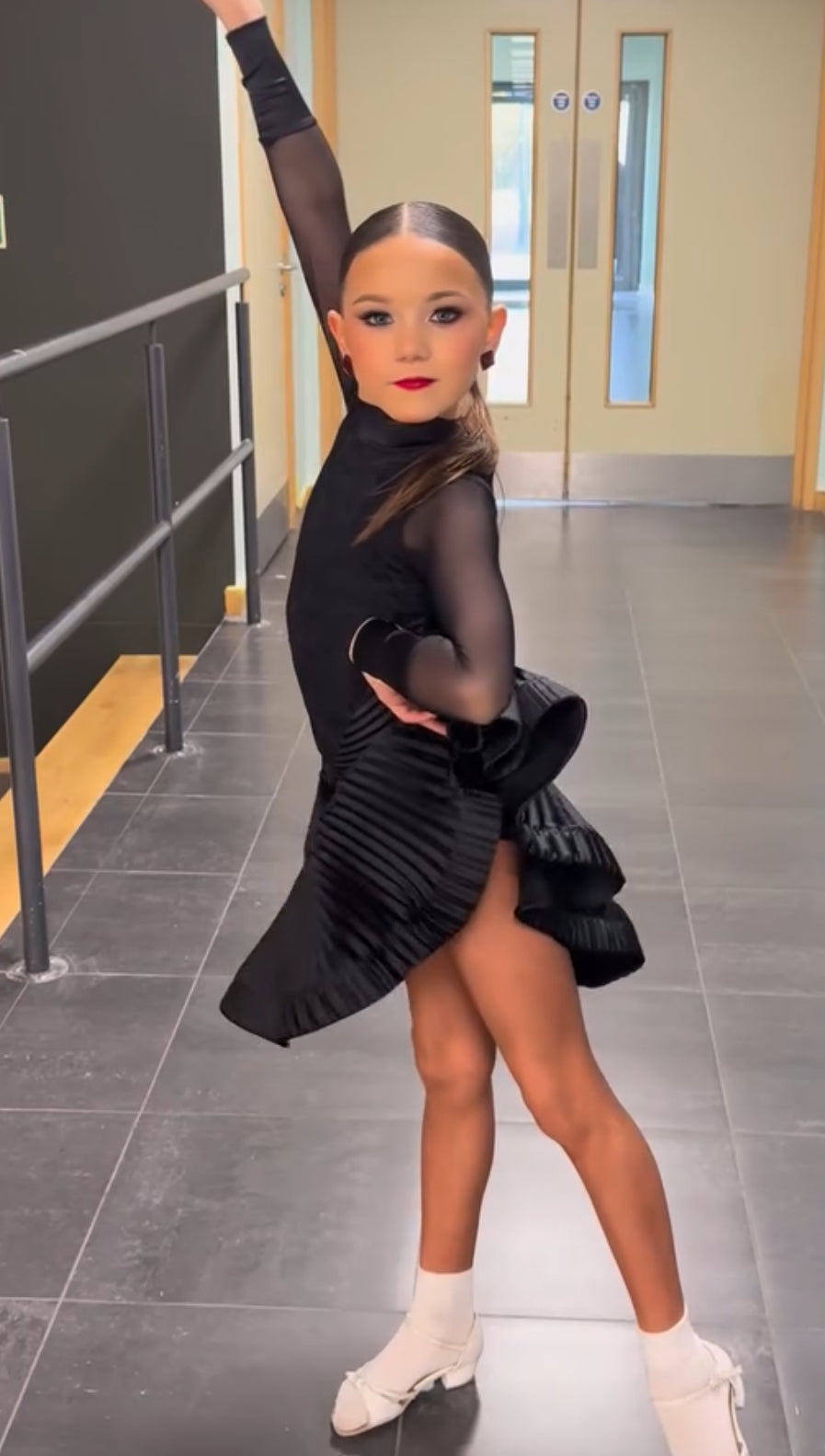 Black Lace Pleated Dress
