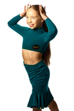 𝗡𝗘𝗪 Forest green high neck sleeved crop top