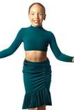 𝗡𝗘𝗪 Forest green high neck sleeved crop top