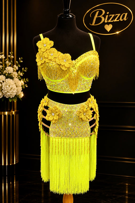 NEW Neon Yellow 2 Piece Latin Set
