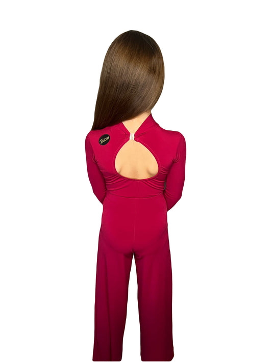 𝗡𝗘𝗪 Raspberry High Neck Sleeved Leotard- Large Keyhole back