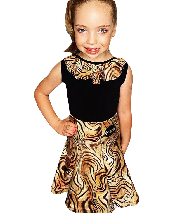 Black Juvenile Leotard with Tiger Frill