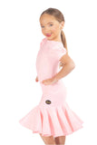 Pink lycra puff sleeved dress