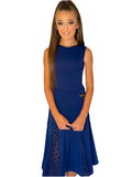 Crepe Ballroom Skirt with Polkadot Mesh inserts available in Navy or Black