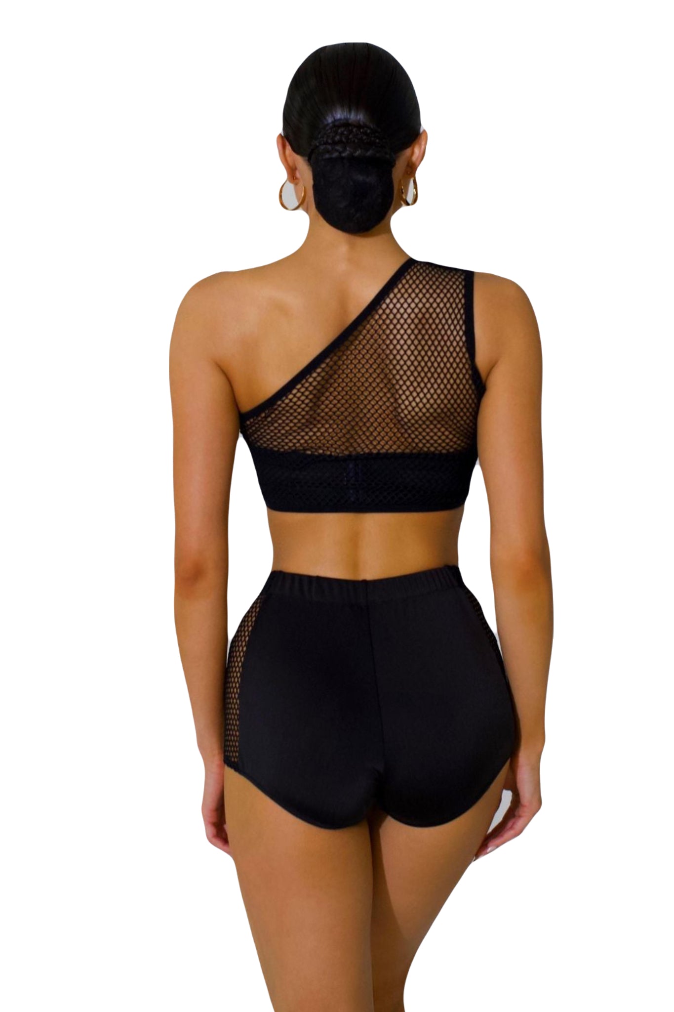 One shoulder Fishnet Top