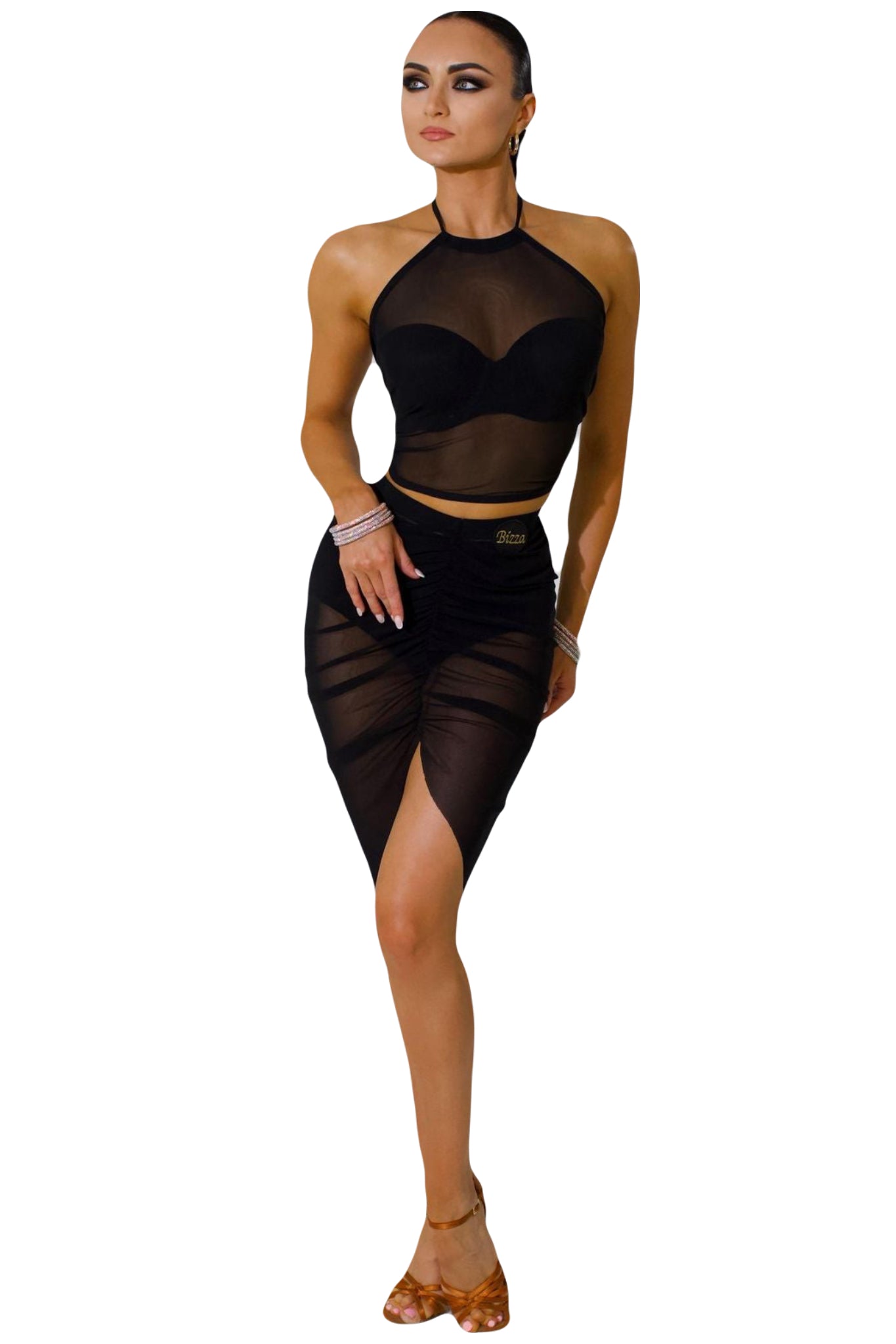 Mesh Centre Ruched Skirt