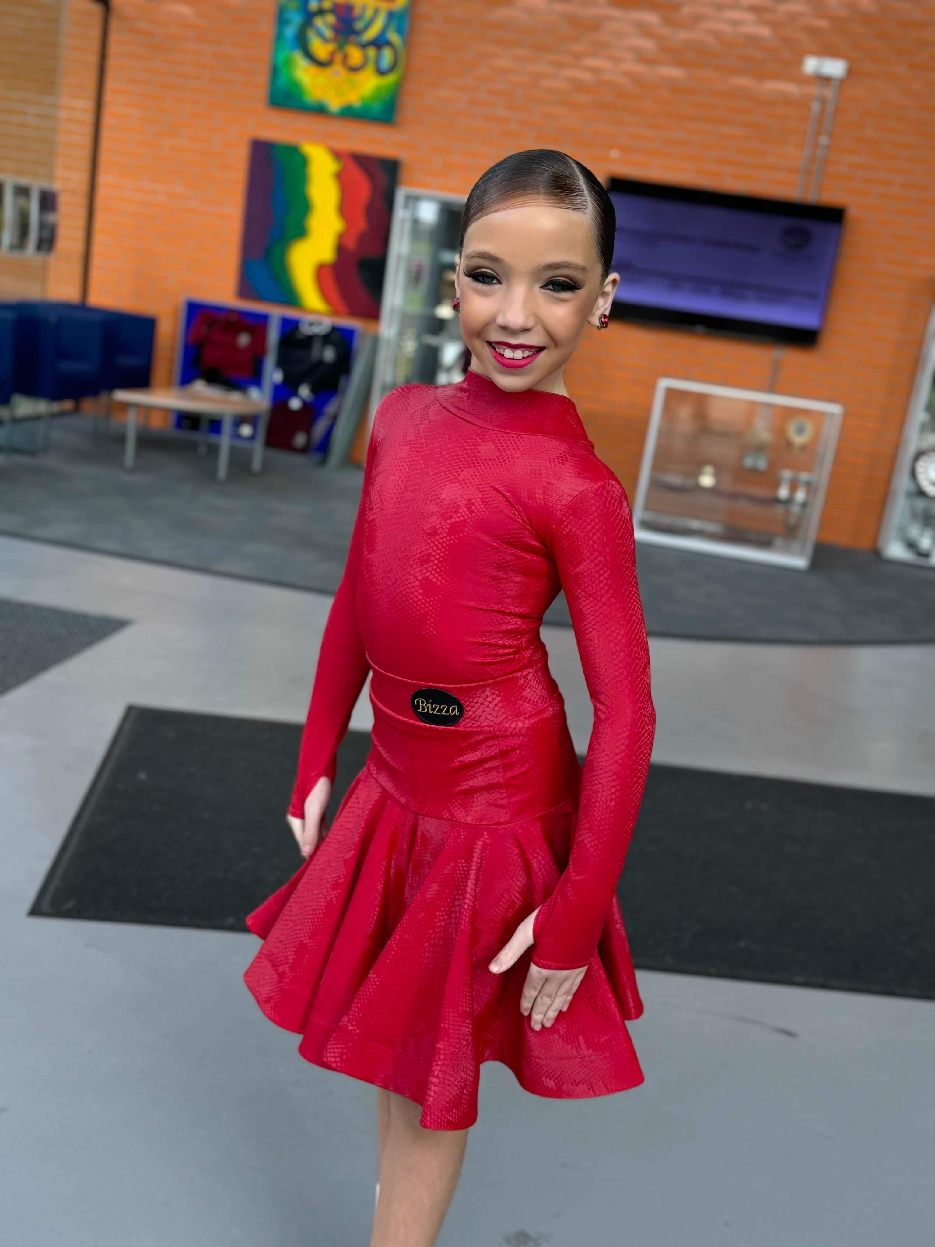 𝗘𝗫 𝗦𝗣𝗢𝗡𝗦𝗢𝗥 Red Latin Set (Girls 9-10) – BIZZA DESIGN