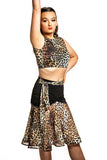 𝟐𝟒" 𝐖𝐚𝐢𝐬𝐭 Drop Waisted Centre Ruched Skirt with Leopard Frill & Integrated Belt