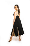 𝟐𝟔" 𝐖𝐚𝐢𝐬𝐭 Black Ballroom Skirt With Bright Leopard Inserts And Integrated Belt