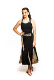 𝟐𝟔" 𝐖𝐚𝐢𝐬𝐭 Black Ballroom Skirt With Bright Leopard Inserts And Integrated Belt