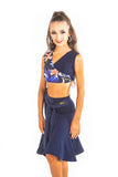 𝟗-𝟏𝟎𝐘𝐞𝐚𝐫𝐬 Navy Sparkle Panelled Skirt with Integrated Belt