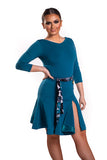 𝟐𝟔" 𝐖𝐚𝐢𝐬𝐭 Teal Panelled Skirt with Splits