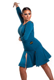 𝟐𝟔" 𝐖𝐚𝐢𝐬𝐭 Teal Panelled Skirt with Splits