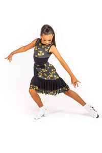 𝟐𝟔”𝐖𝐚𝐢𝐬𝐭 Double Frill yellow&navy Polkadot poppy drop waisted skirt with integrated belt