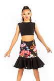 𝟗-𝟏𝟎 𝐘𝐞𝐚𝐫𝐬 Tropical Drop Waisted Skirt with Black Frill