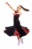 Black Ballroom Skirt with Red Glitz inserts