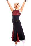 Black Ballroom Skirt with Red Glitz inserts