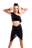 Black Crop Top with Sparkle Frill