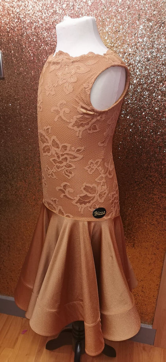 𝗡𝗘𝗪 Tan Lace Latin Dresses 7-8YRS