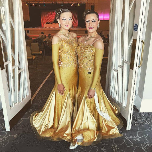 Junior Ballroom All Girls Gold Dresses