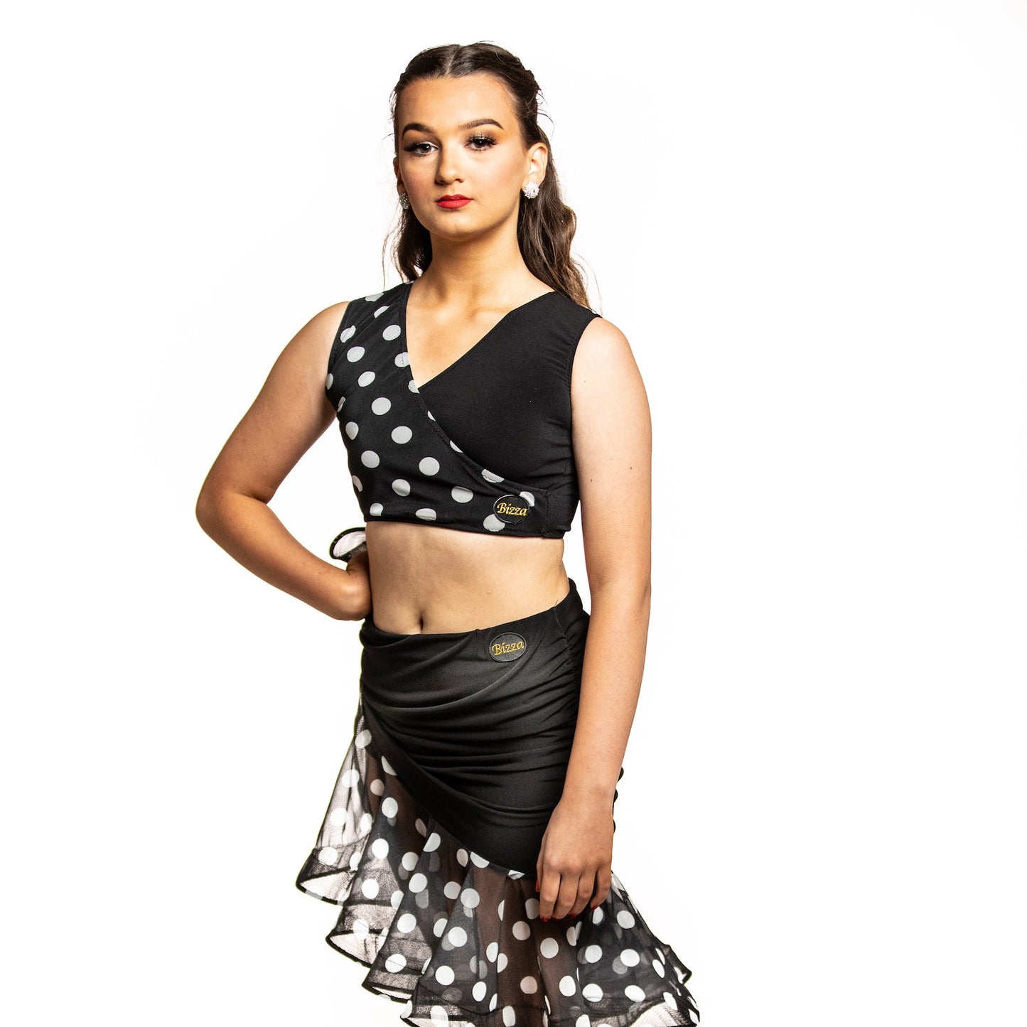 Polkadot Mesh Cross Over Crop