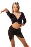 Brown Mesh Ruched Skirt - Reversible -