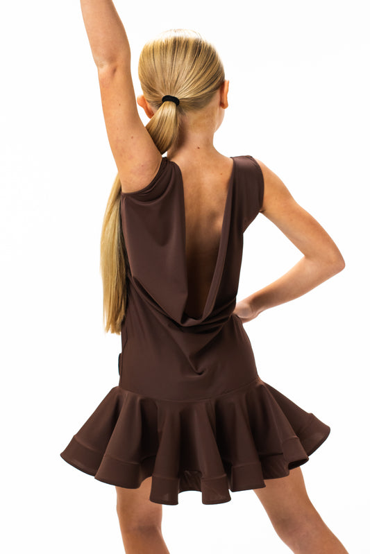 Brown Cowl Backed Drop Waisted Practice Dress