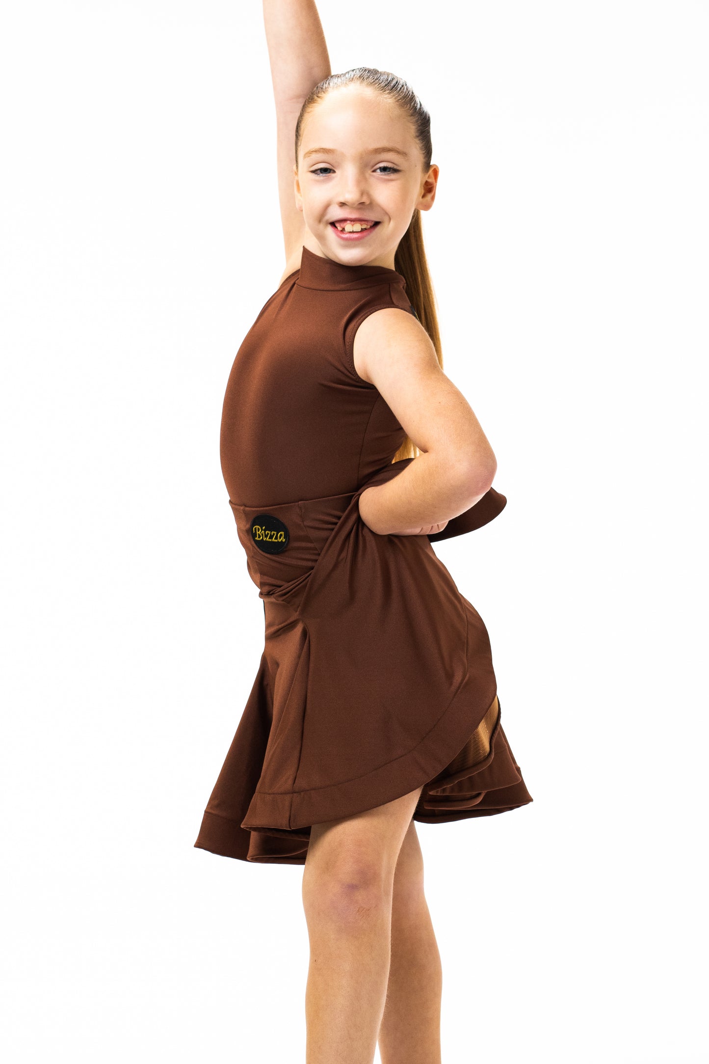 Brown High Necked Leotard- Large Keyhole Back