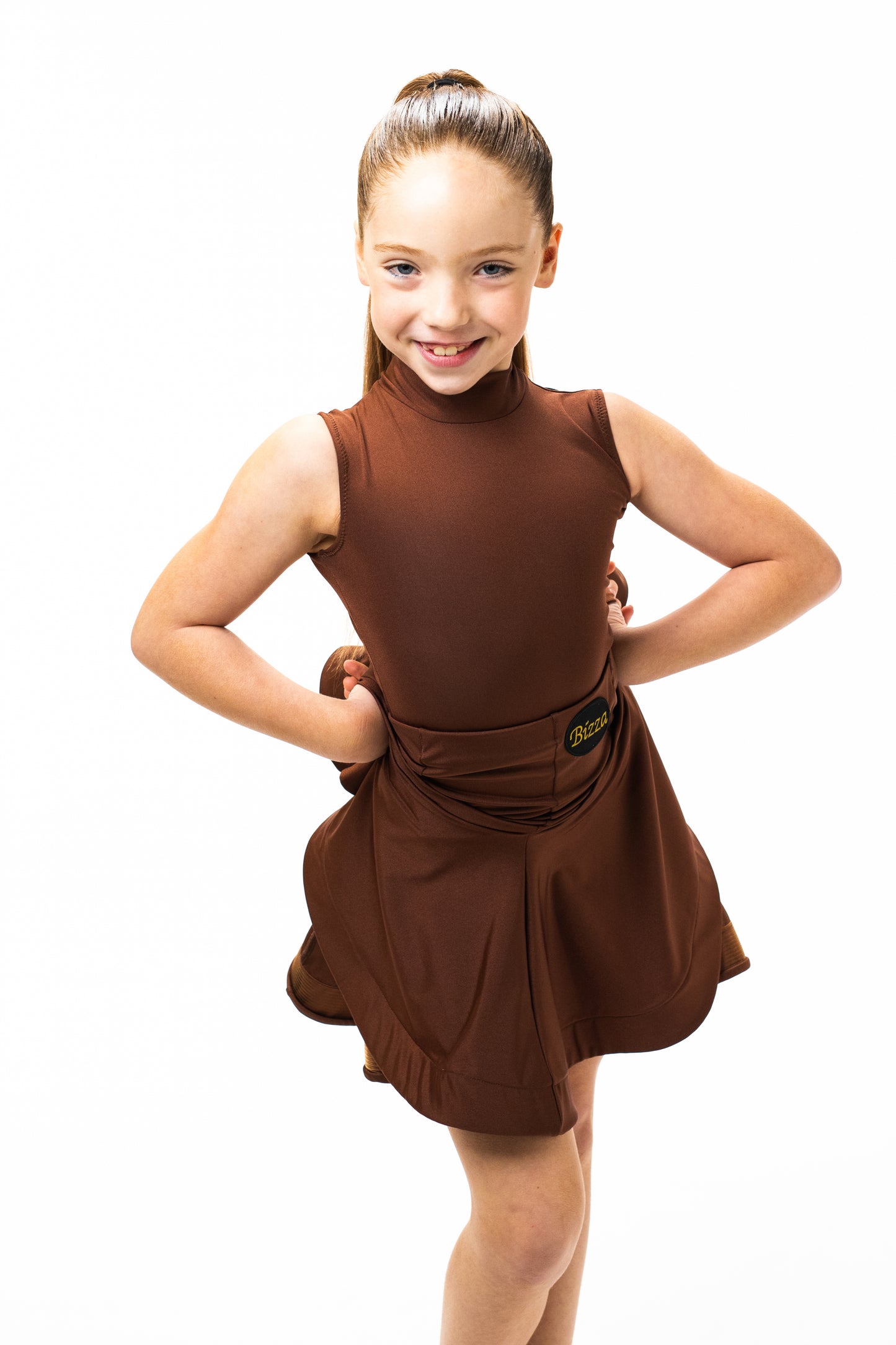 Brown High Necked Leotard- Large Keyhole Back