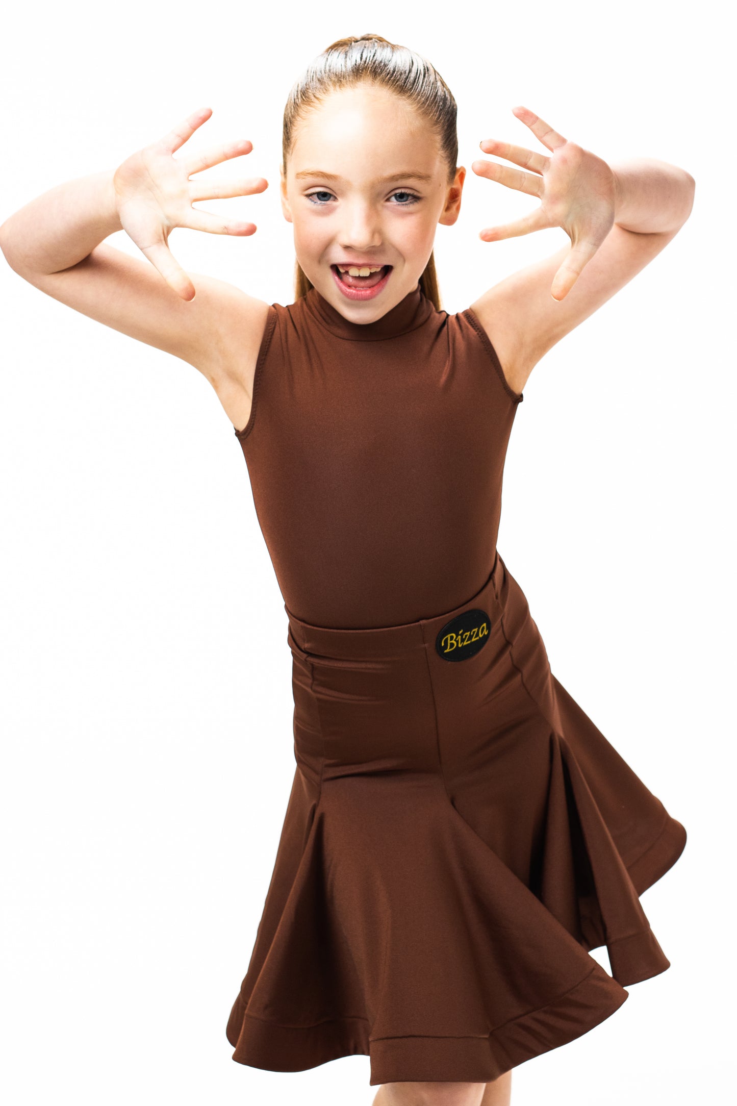 Brown High Necked Leotard- Large Keyhole Back