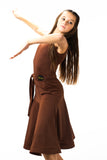 Brown Panelled Ballroom Skirt with Integrated Belt