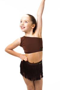 7-8 Brown One Shoulder Crop Top