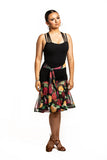 Drop Waisted Centre Ruche Skirt with Floral Mesh Frill & integrated Belt