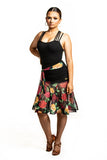 Drop Waisted Centre Ruche Skirt with Floral Mesh Frill & integrated Belt