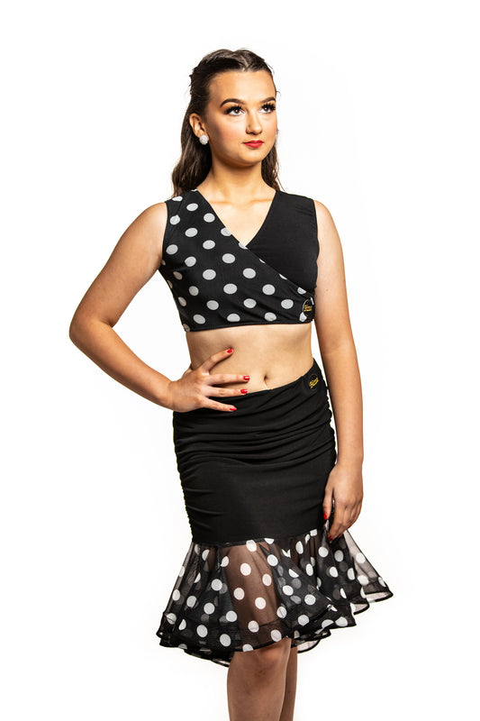 Polkadot Mesh Cross Over Crop