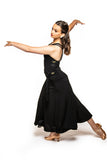 Ballroom Skirt With Polkadot Mesh Inserts & Integrated Belt