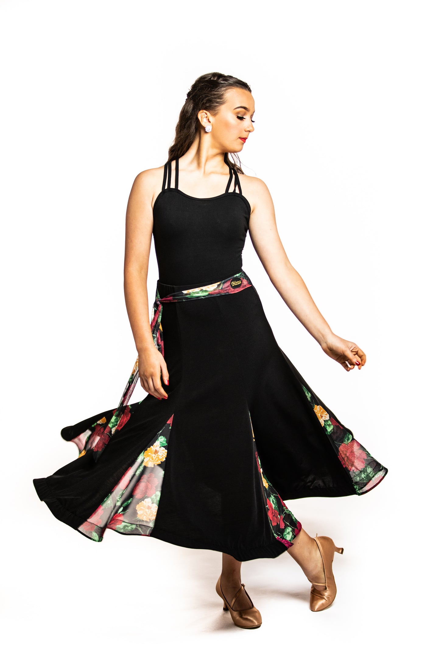 Floral Essence Ballroom Skirt With Integrated Belt