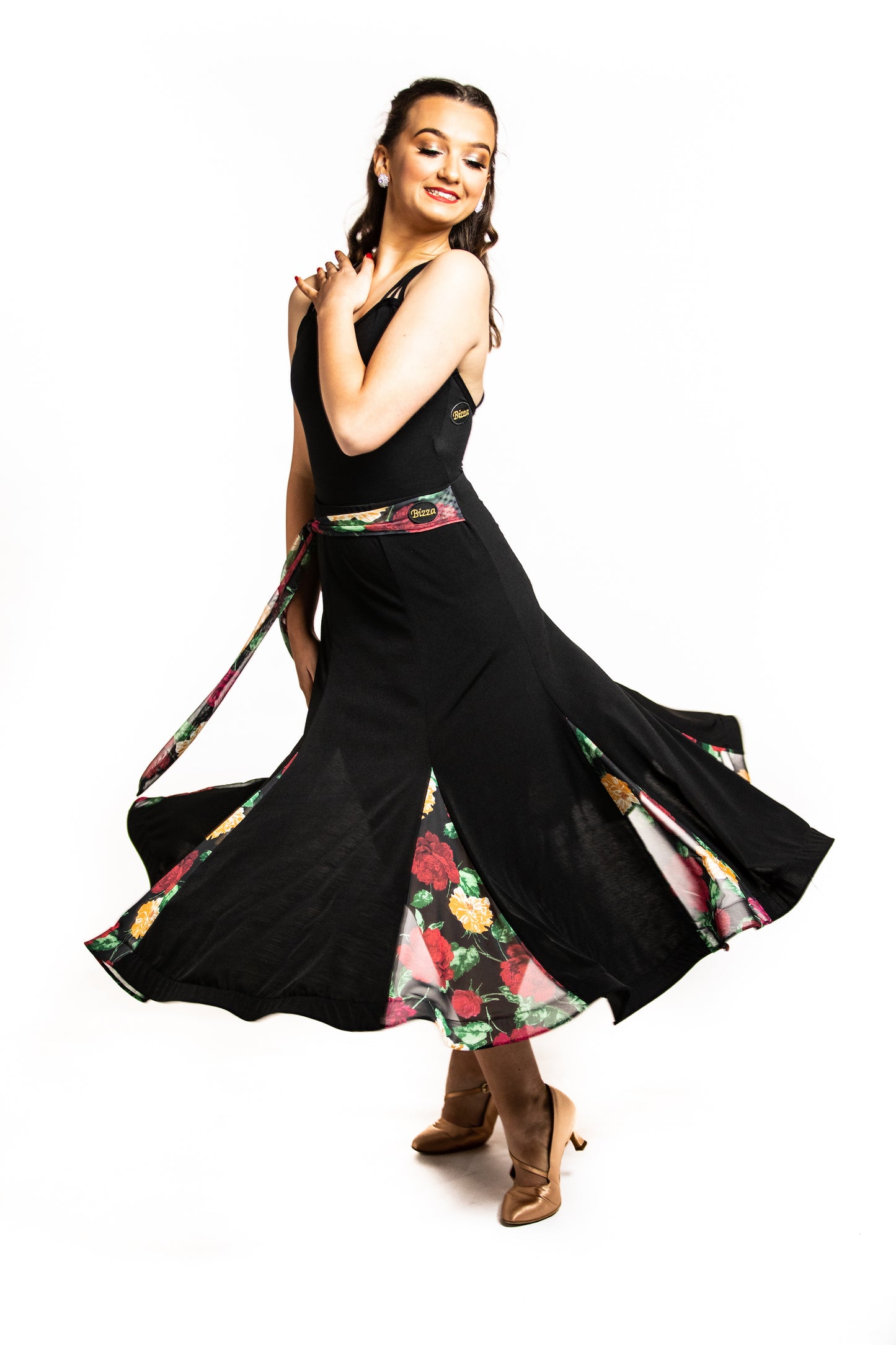 Floral Essence Ballroom Skirt With Integrated Belt