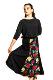 Black Ballroom Skirt With Floral Essence