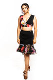 Tropical Ruched Drop Waisted Skirt
