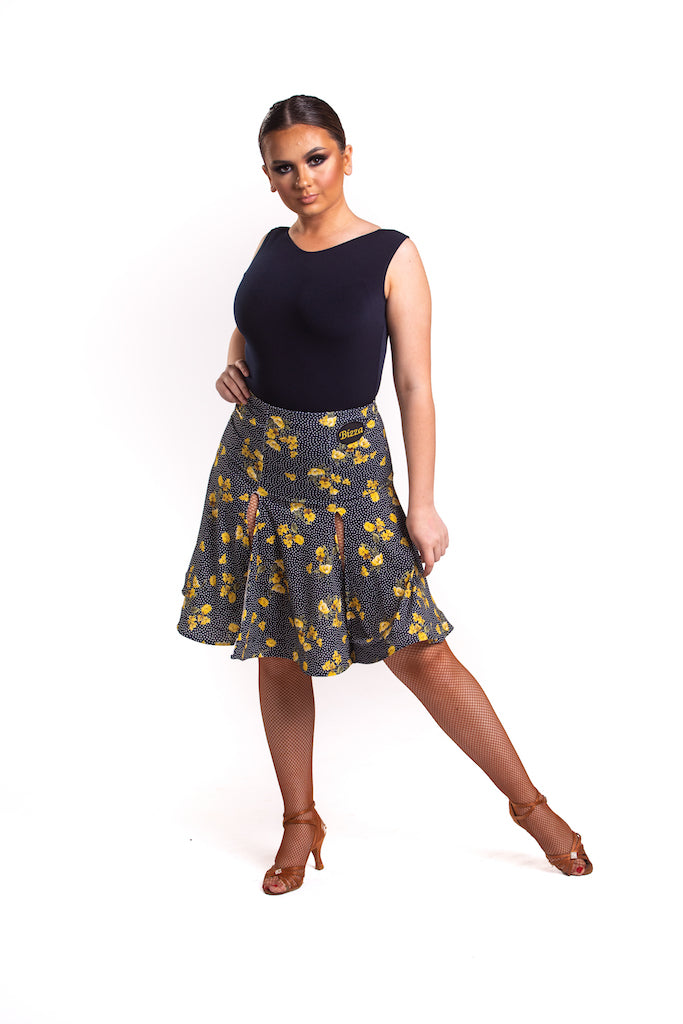 POLKADOT POPPY PANELLED SKIRT WITH SPLITS (YELLOW)