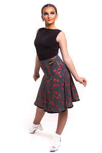 Polkadot Poppy Panelled Skirt With Black Edge