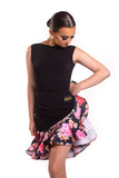Summer Floral Ruched Latin Skirt