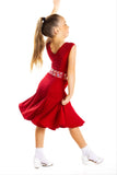 Red Crepe & Red Sparkle Panelled Dress