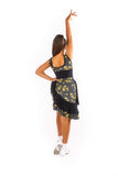 Double Frill yellow&navy Polkadot poppy drop waisted skirt with integrated belt
