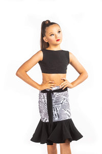 NewsPrinted Drop Waisted Skirt with integrated belt