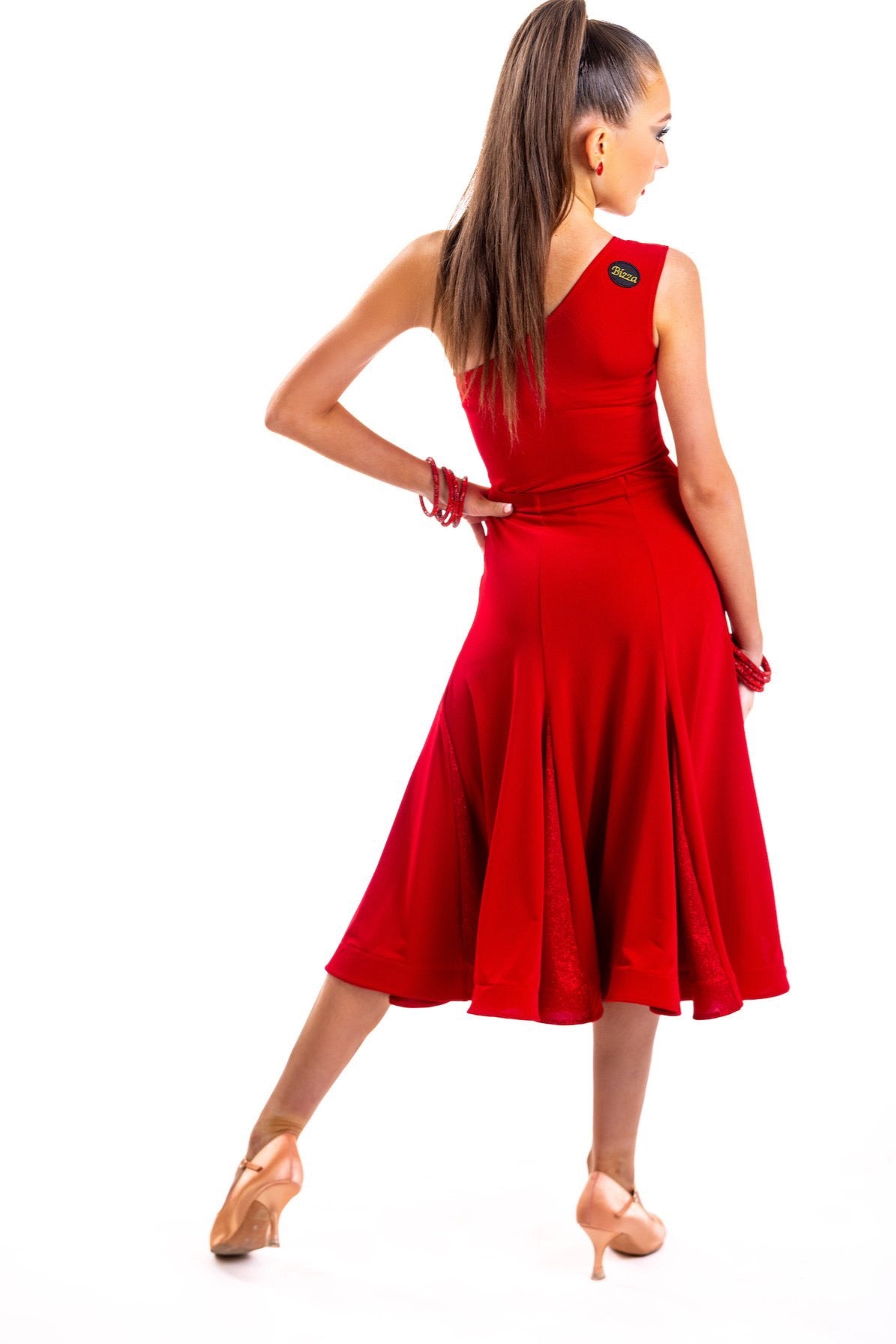 Red Ballroom Skirt with Sparkle Godets